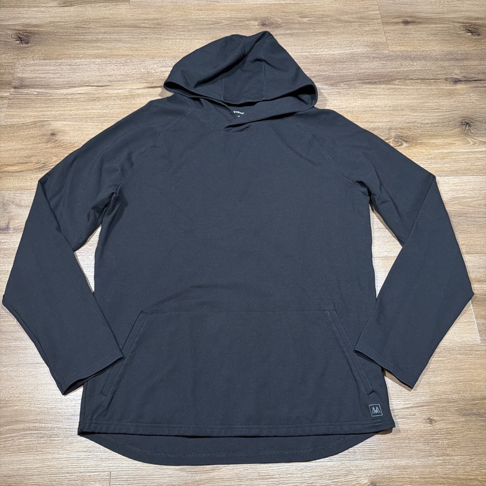 Mizzen + Main Men's LARGE Proflex Performance Hoodie Black Stretch Rayon Blend‎